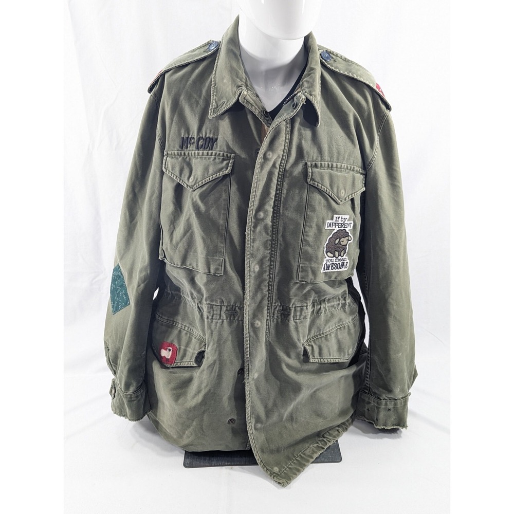 Vintage Vietnam War 1952 Date M-1951 Sateen OG 107 Field Jacket Patches Med Long